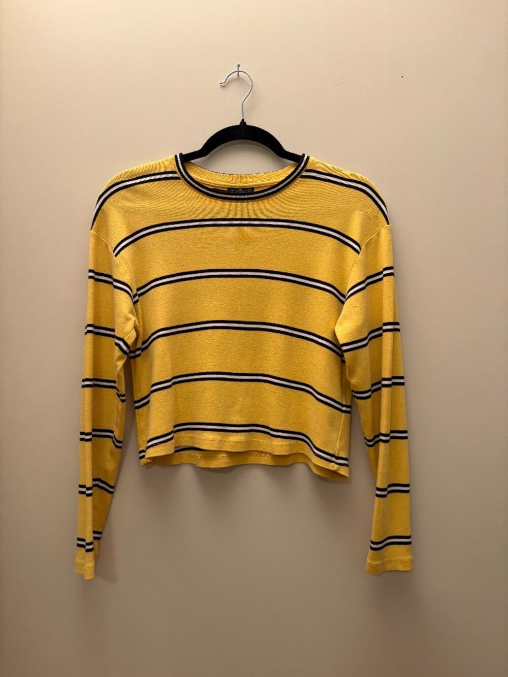 Topshop Long Sleeve Striped Crewneck Top